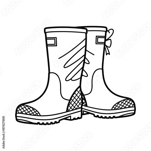 White rubber boots with laces illustration