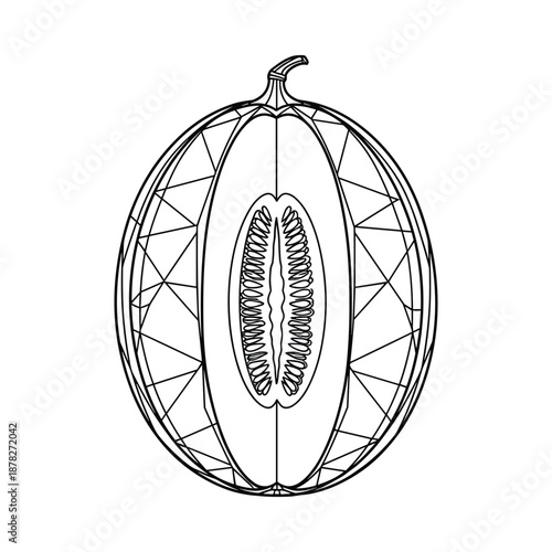 Black and white pumpkin illustration on white background