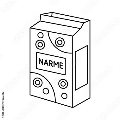 Milk carton illustration simple black line art