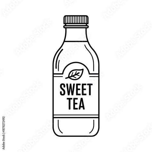 Sweet Tea Bottle Illustration Simple Line Art Design