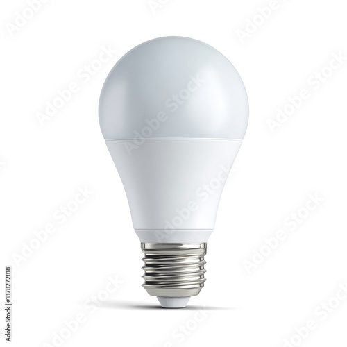 Smart LED light bulb with frosted dome and E27 screw base. Wireless lighting device in white housing for home automation and remote control. Isolated electronic component. PNG object for design