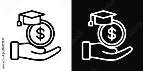 Tuition Icon White And Black Background Style