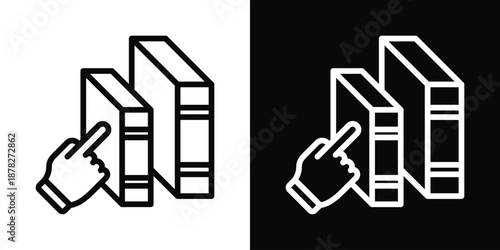 Library Icon White And Black Background Style