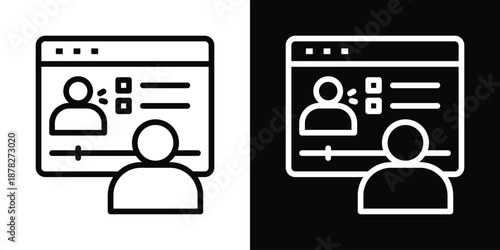 Online Course Icon White And Black Background Style