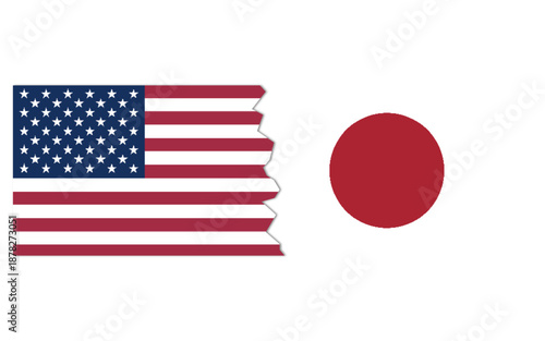 USA japan conflict concept stock image, USA japan breakup, usa japan map break