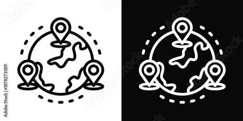 Global Icon White And Black Background Style