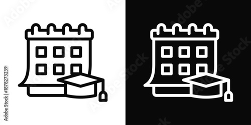 Calendar Icon White And Black Background Style