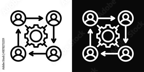 Organization Icon White And Black Background Style