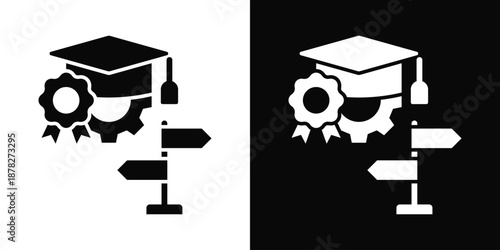 Production Icon White And Black Background Style