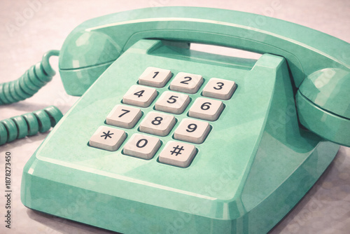 Corded landline telephone, retro tech concept 