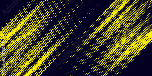 Yellow and blue halftone dot pattern gradient grunge texture background. Pop art style vector illustration of dots, comics, sports. Modern background.