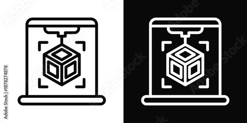 3d Printing Icon White And Black Background Style