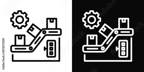 Conveyor Belt Icon White And Black Background Style