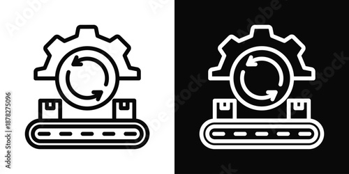 Fabrication Icon White And Black Background Style