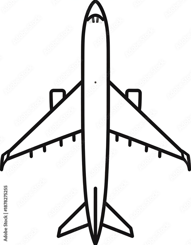 Obraz premium A line drawing of an airplane viewed from above