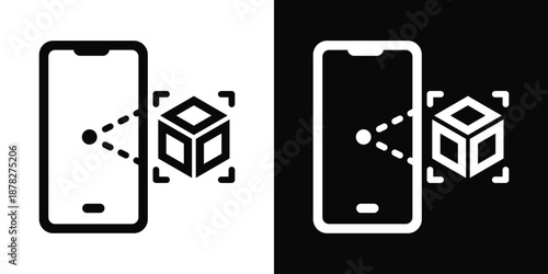 Augmented Reality Icon White And Black Background Style