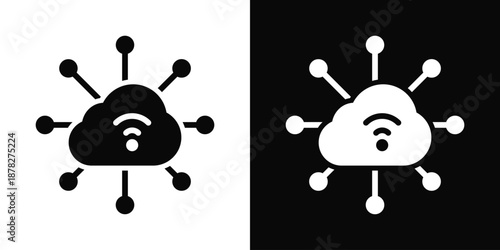 Internet Of Things Icon White And Black Background Style