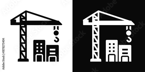 Construction Icon White And Black Background Style