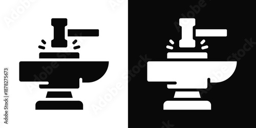 Metalworking Icon White And Black Background Style