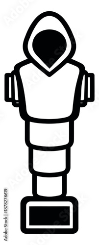 Line art illustration of a foosball player depicting a sporting figure for a table football game