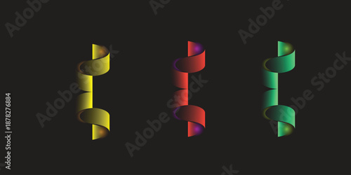Three colorful drill bits on a dark background