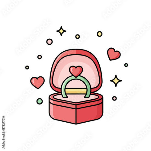 Whimsical Heart-Shaped Jewelry Box with Floating Hearts and Sparkles