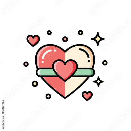 Playful Heart Design with Romantic Elements and Sparkling Accents