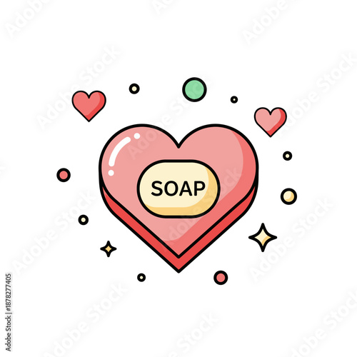 Cute heart-shaped soap with affectionate decorative elements and playful accents