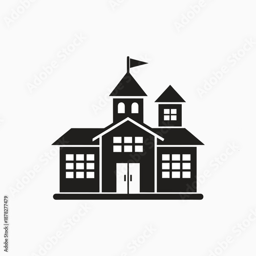 school building vector icon silhoutte template