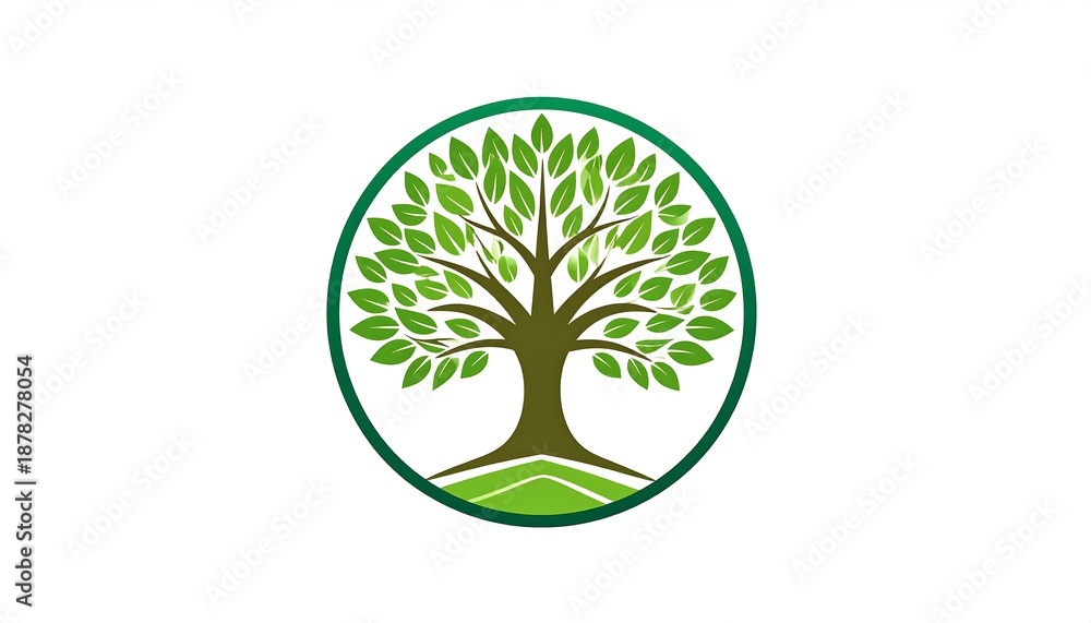 Obraz premium A green tree logo on a white background