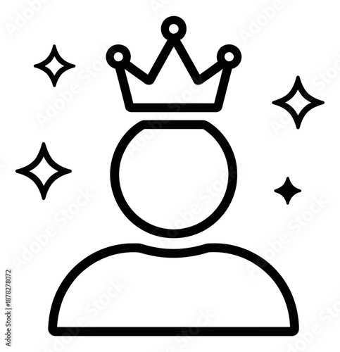 Line art illustration of a crowned person depicting leadership and excellence for business recognition