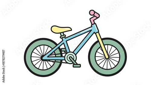 Colorful cartoon bicycle illustration showcasing a playful and vibrant design