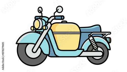 Stylish Vintage Motorcycle Illustration with Retro Design and Bright Colors