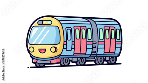 Colorful cartoon train illustration with playful design and vibrant hues