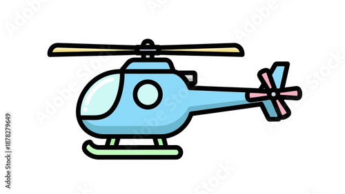 Colorful Cartoon Helicopter Illustration with Simplified Design