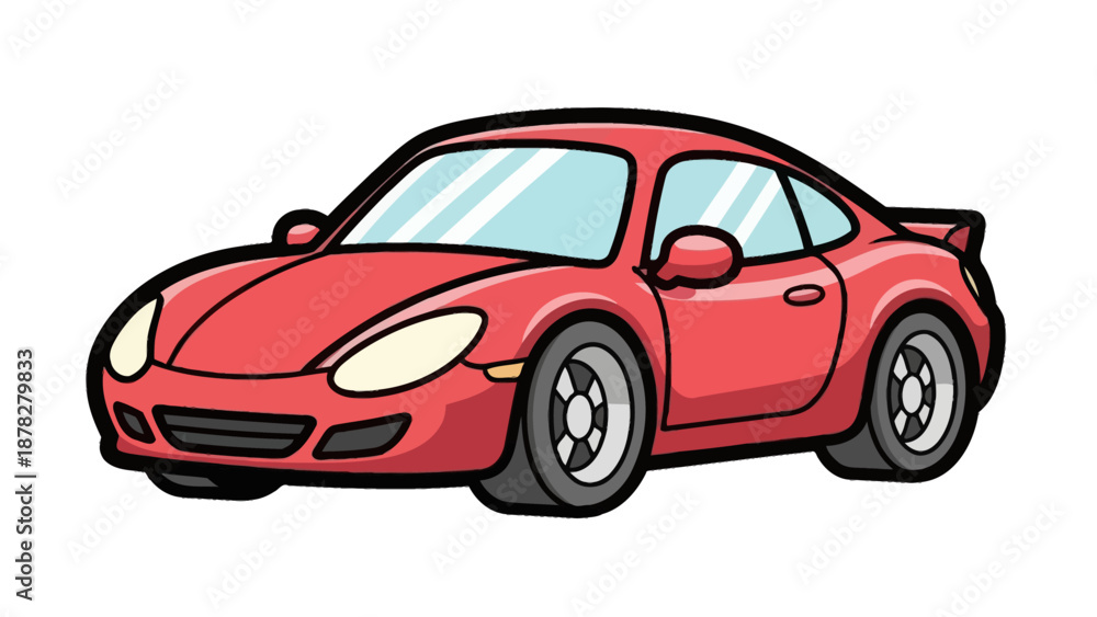 Fototapeta premium Stylized red sports car illustration showcasing sleek design and aerodynamic