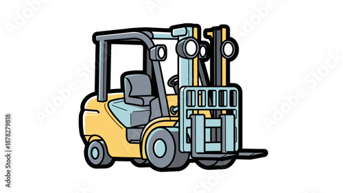 Colorful cartoon forklift illustrating industrial lifting equipment for