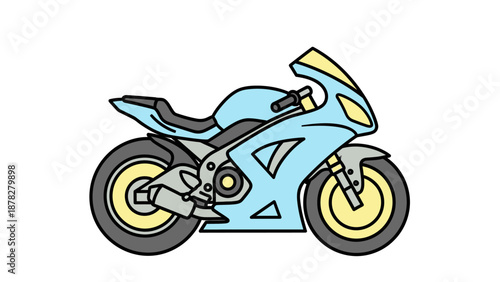 Futuristic blue sports motorcycle with sleek aerodynamic design and vibrant