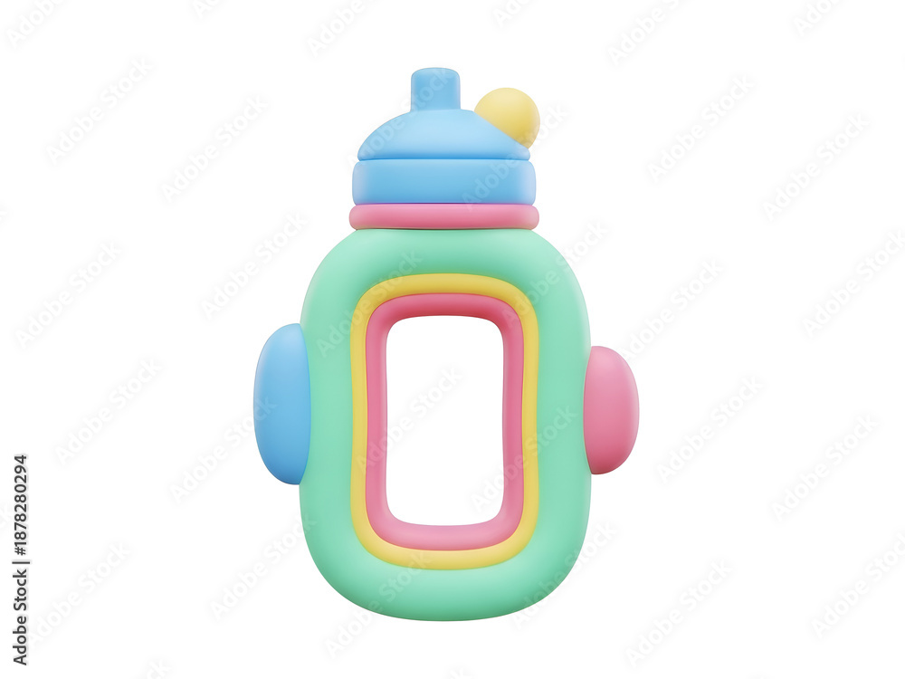Fototapeta premium 3D rendering of a colorful stylized baby bottle on a white background