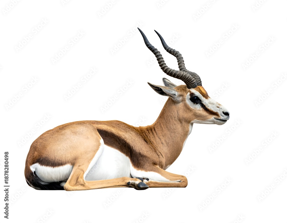 Obraz premium A large antelope with long horns lies down