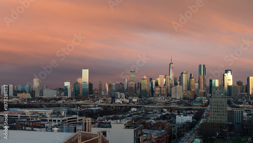 nyc skyline at sunset