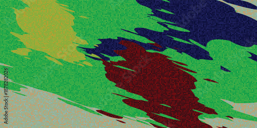 Halftone vector art background for cover, poster, banner, flyer, and card designs. Fluid abstract design with colorful dots. Futuristic retro illustration.