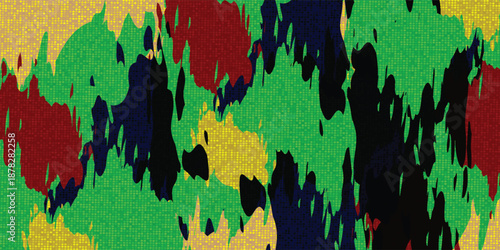 Halftone vector art background for cover, poster, banner, flyer, and card designs. Fluid abstract design with colorful dots. Futuristic retro illustration.