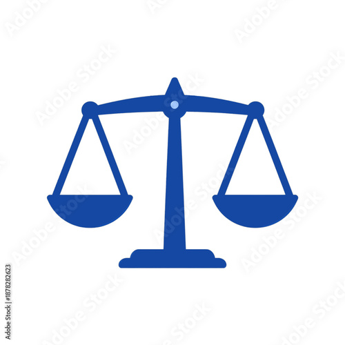 Blue balance scale icon symbolizing justice.