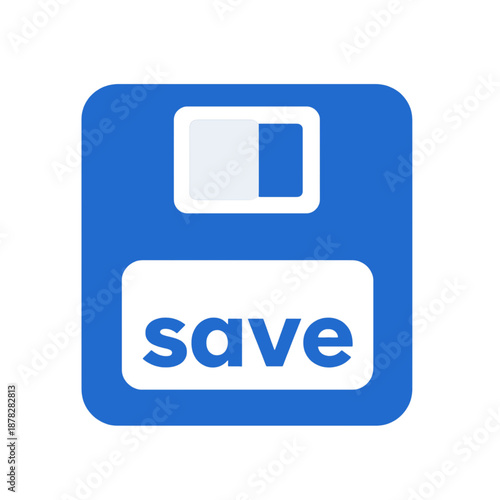 Blue floppy disk save UI icon.