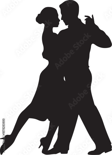 Silhouette of a couple dancing in a ballroom dance pose