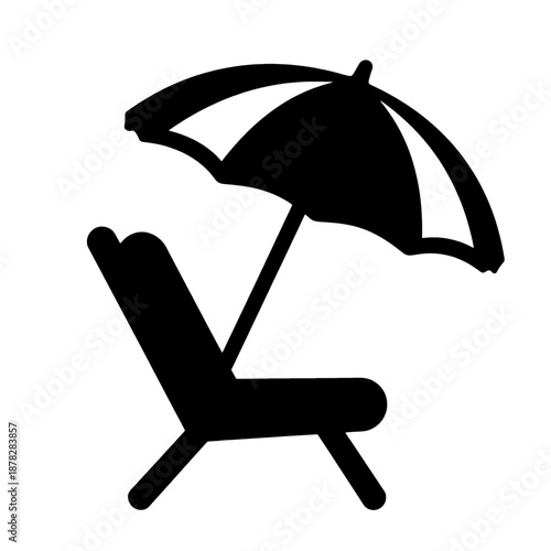 Line icon of chair with umbrella.