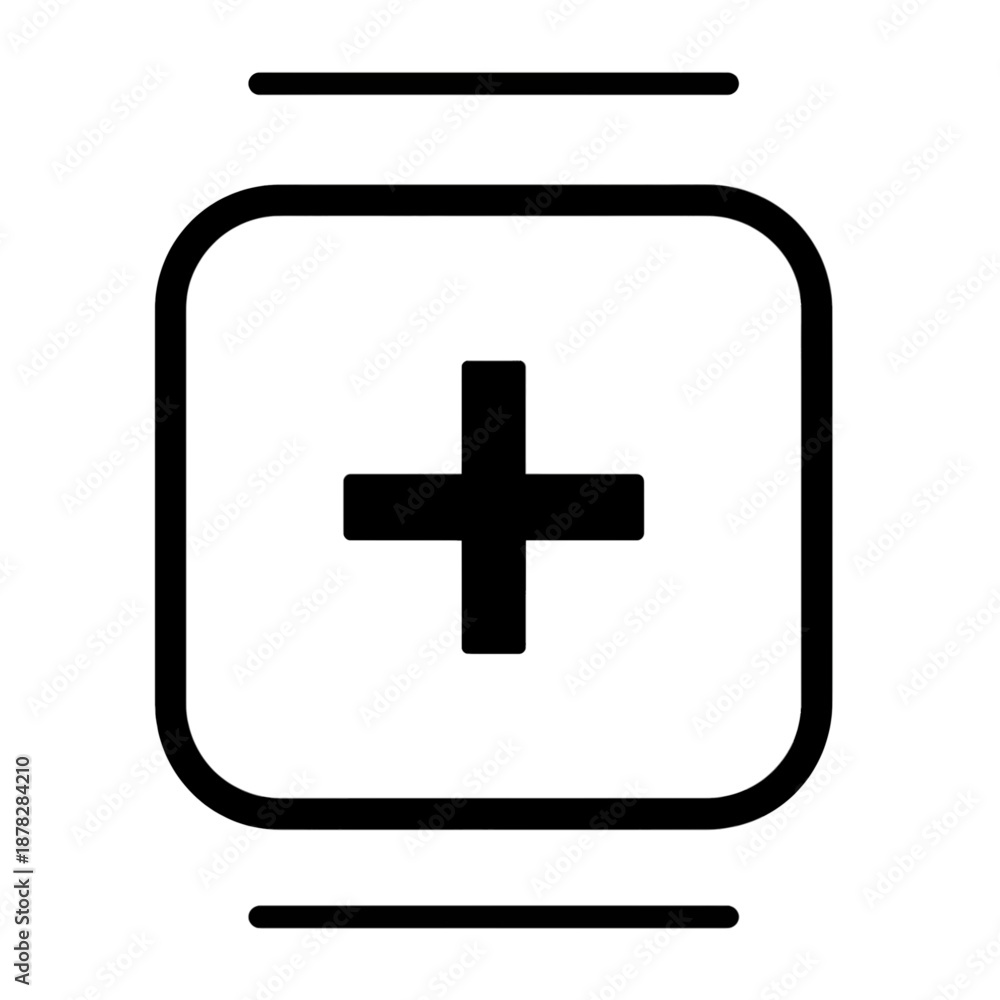 Fototapeta premium Plus sign vector icon in a rounded square.