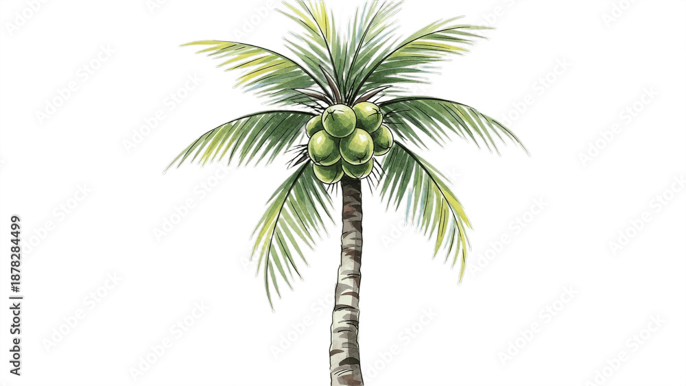 Obraz premium Tropical Palm Tree Illustration Isolated on a white background