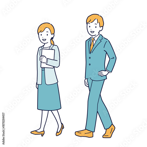 歩くビジネスパーソンのイラスト＿全身